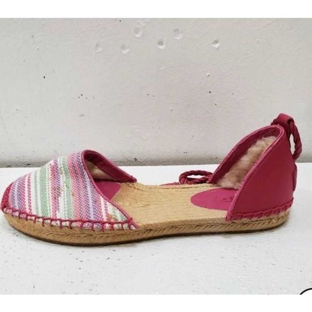 UGG Espadrille Multicolor With Pink Leather Shearling Sandal - Comfortable Style - Picture 4 of 7